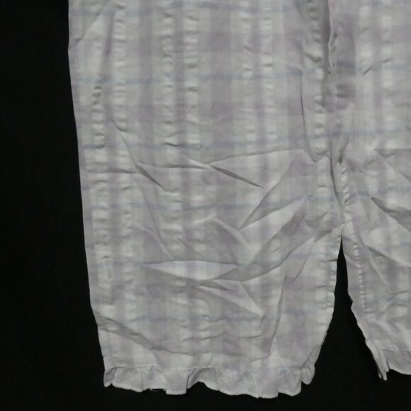 TIME OUT | medium | Lilac - Blue - White Plaid Pajama Bottoms | Ruffled Hem - Picture 8 of 16